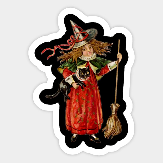 Halloween Witch and Cat Sticker by born30